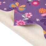 Butterfly play carpet showing a non-slip felt backing.