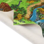 Dinosaur world play carpet showing felt non-slip backing.