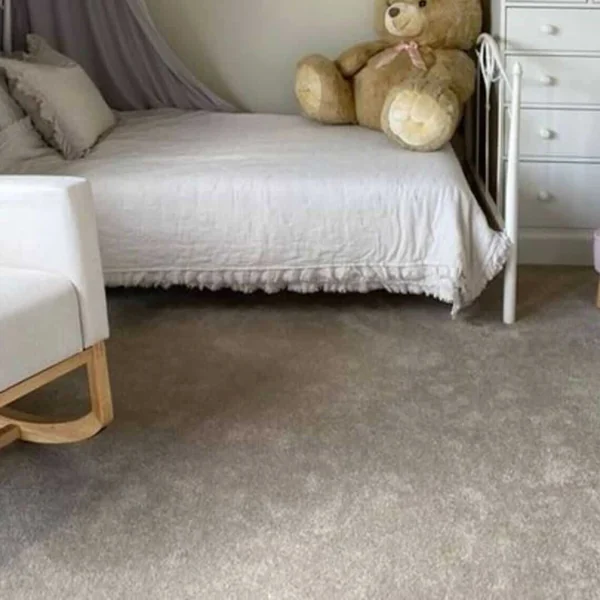 Soft plush carpet in cozy kid's bedroom